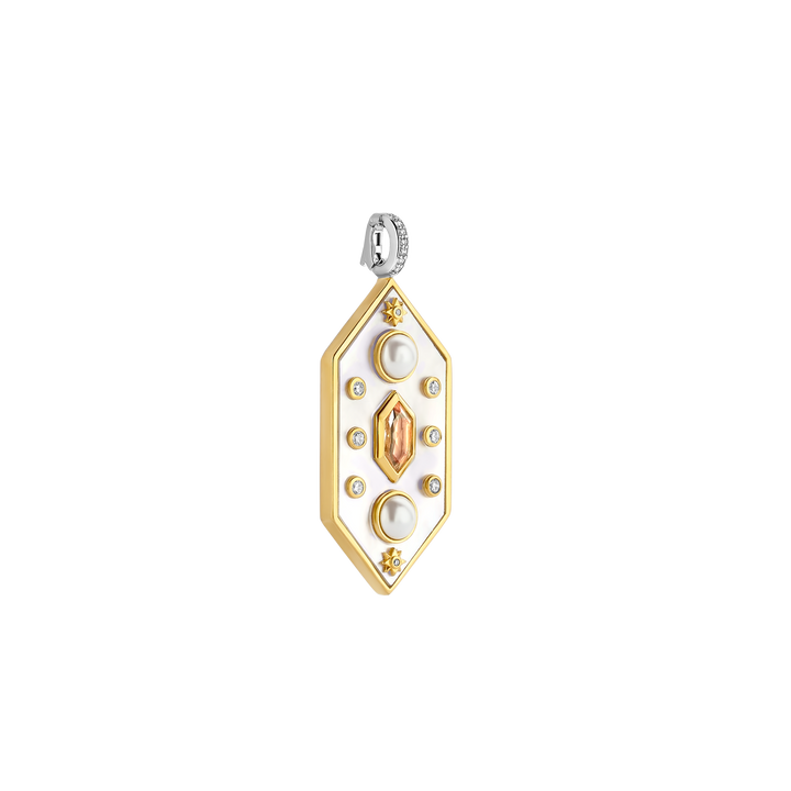 Milano Geometric Mother Of Pearl Pendant - Gold - 6825MW