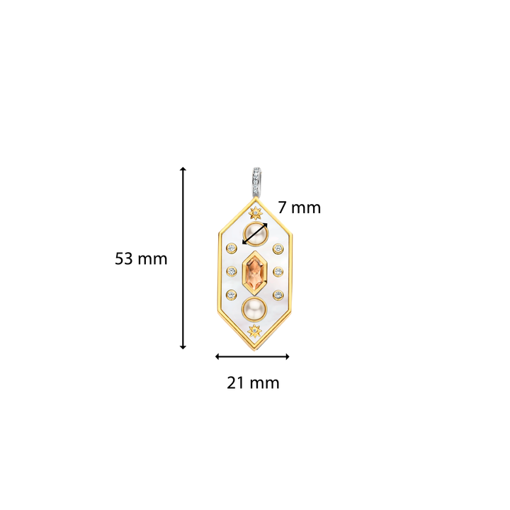 Milano Geometric Mother Of Pearl Pendant - Gold - 6825MW