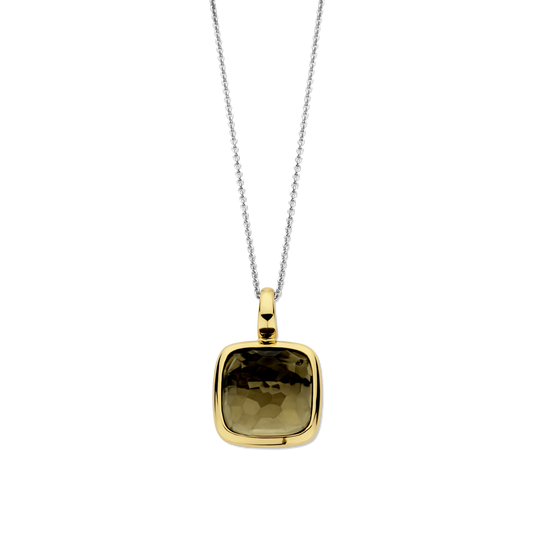 Milano Green Cushion Stone Pendant Necklace - Gold/Silver - 6836KA