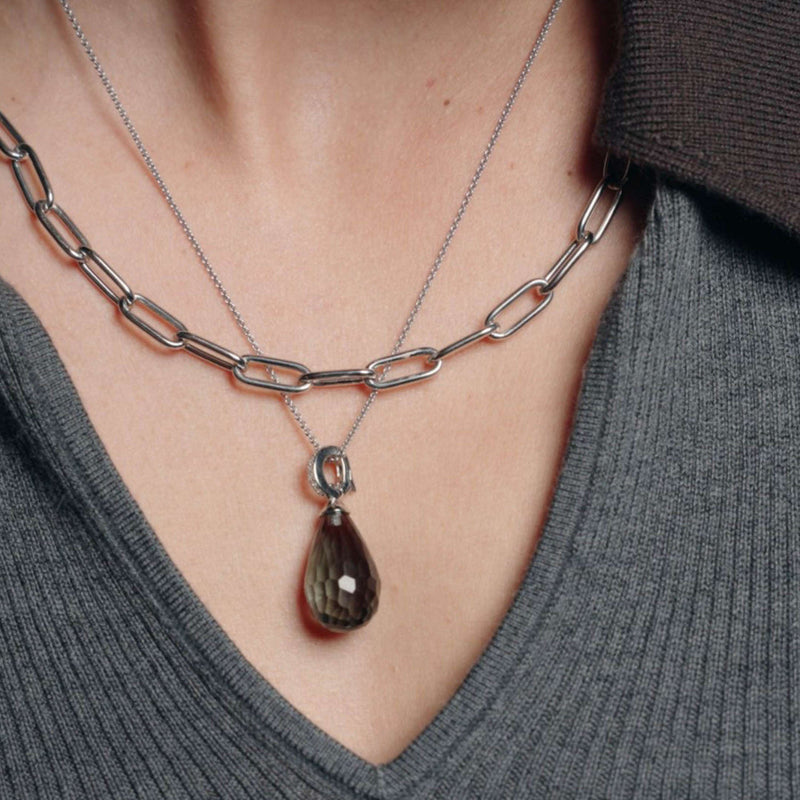 Milano Grey Stone Pendant - Silver - 6849GG