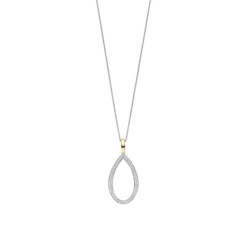 Milano Teardrop Shaped CZ Pendant - Silver - 6850ZY