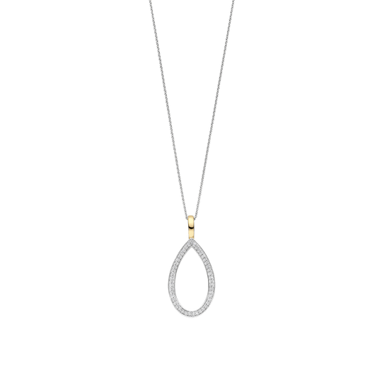 Milano Teardrop Shaped CZ Pendant - Silver - 6850ZY