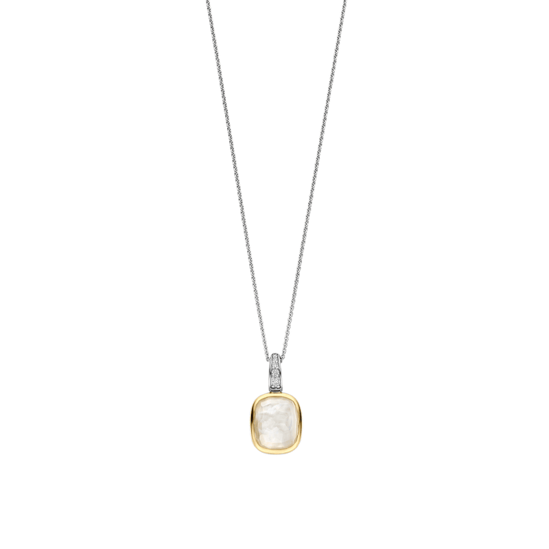 Milano Pillow Shaped Mother Of Pearl Pendant - Silver/Gold - 6852MW