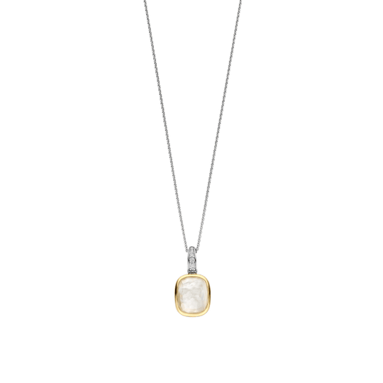 Milano Pillow Shaped Mother Of Pearl Pendant - Silver/Gold - 6852MW