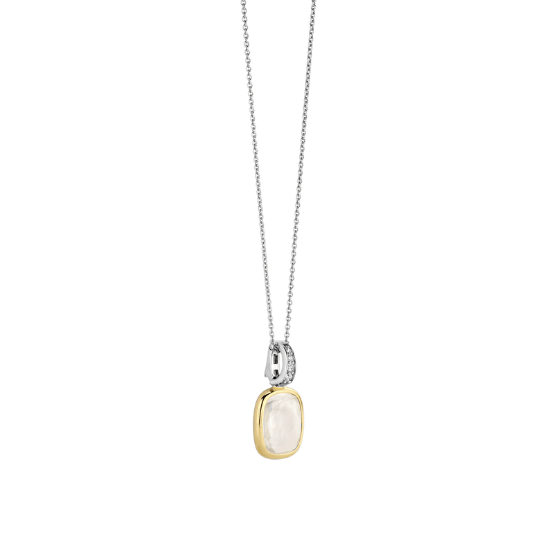 Milano Pillow Shaped Mother Of Pearl Pendant - Silver/Gold - 6852MW