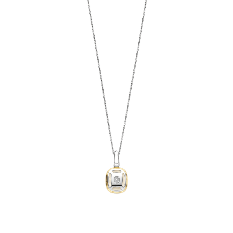 Milano Pillow Shaped Mother Of Pearl Pendant - Silver/Gold - 6852MW