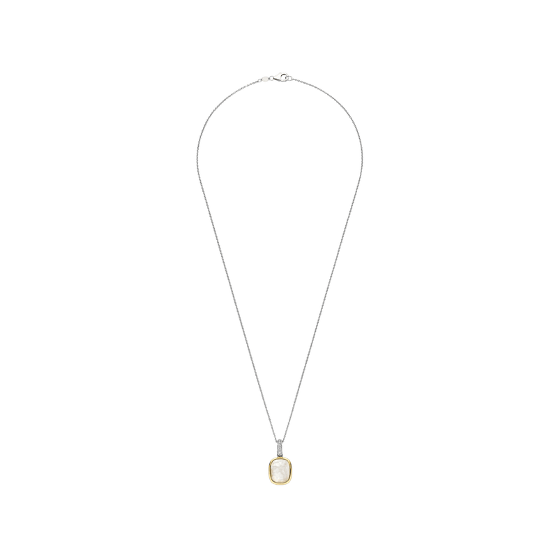 Milano Pillow Shaped Mother Of Pearl Pendant - Silver/Gold - 6852MW