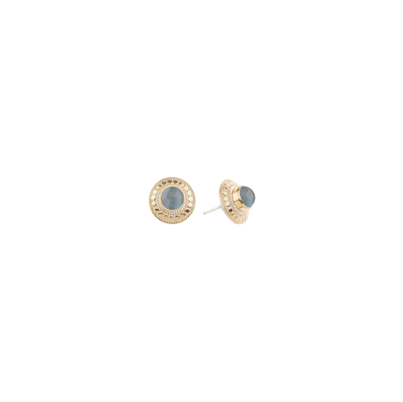 Grey Sapphire Dot Stud Earrings