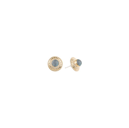 Grey Sapphire Dot Stud Earrings