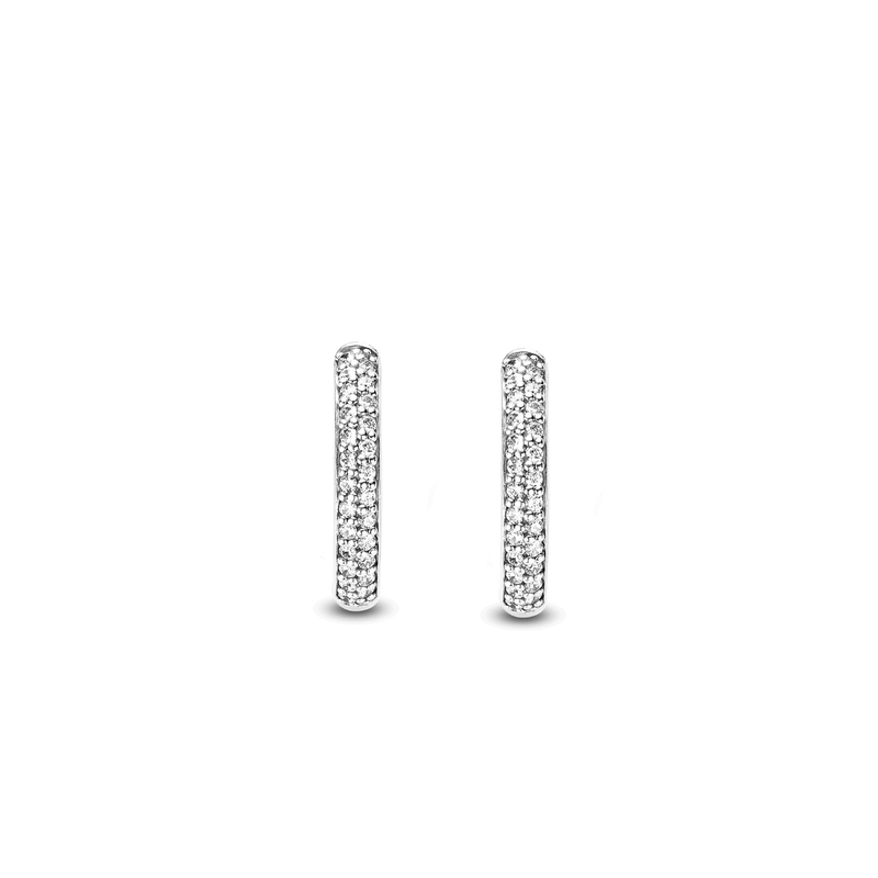 CZ Milano Hoop Earrings - Silver - 7248ZI