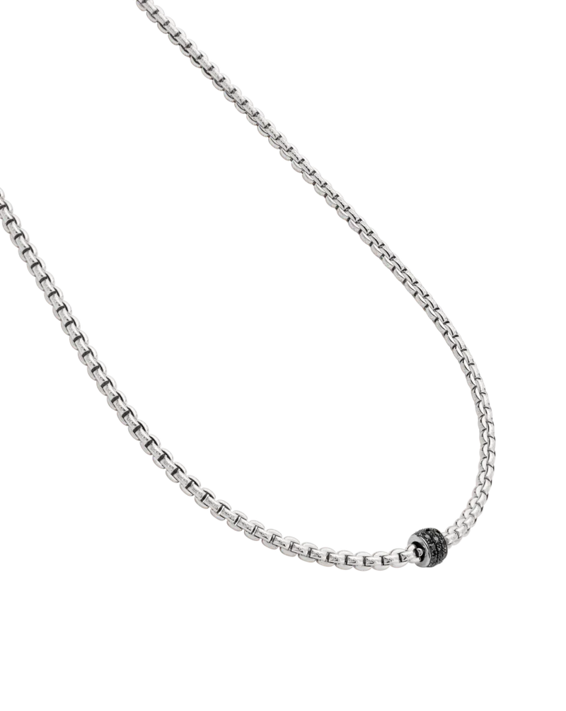 EKA Tiny Black Diamond Necklace - 18ct White Gold - 730CPAVEN