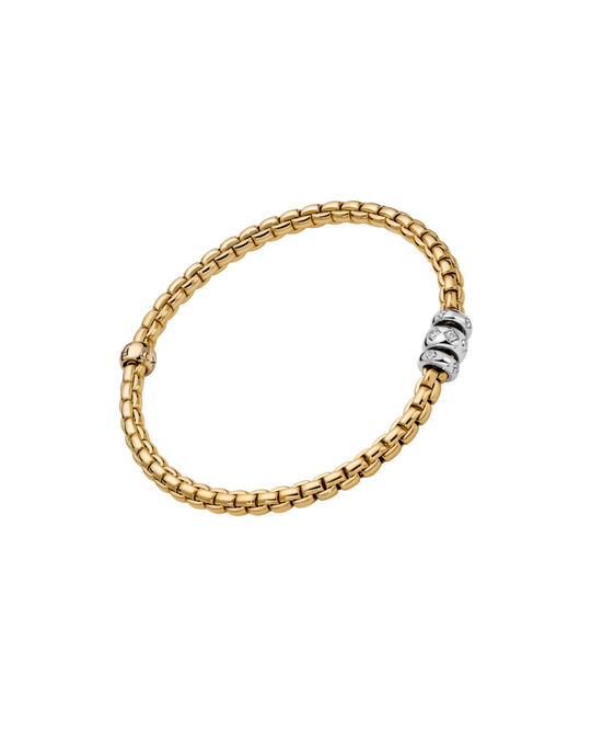 Eka Flex'It Bracelet With Rhombus Set Diamonds, Medium - 18ct Yellow Gold - 73101B3_PB_G_BBB_00M