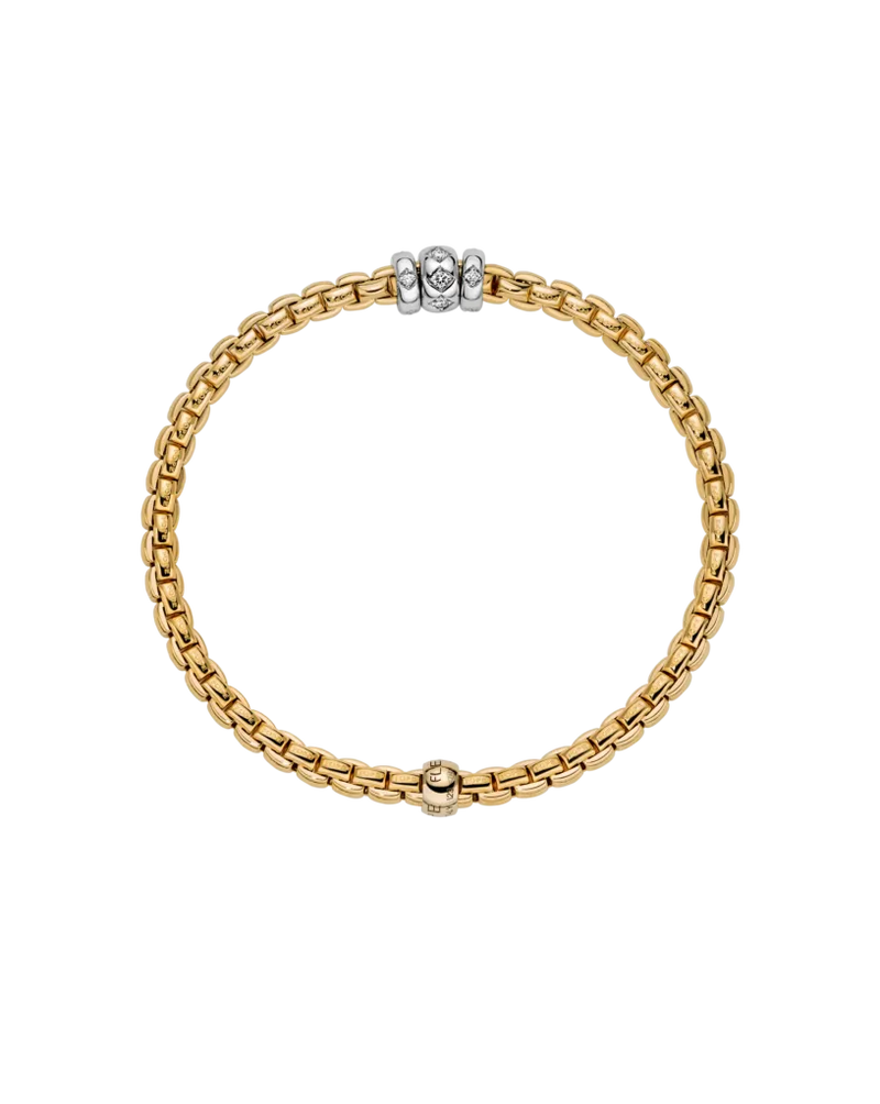 Eka Flex'It Bracelet With Rhombus Set Diamonds, Medium - 18ct Yellow Gold - 73101B3_PB_G_BBB_00M