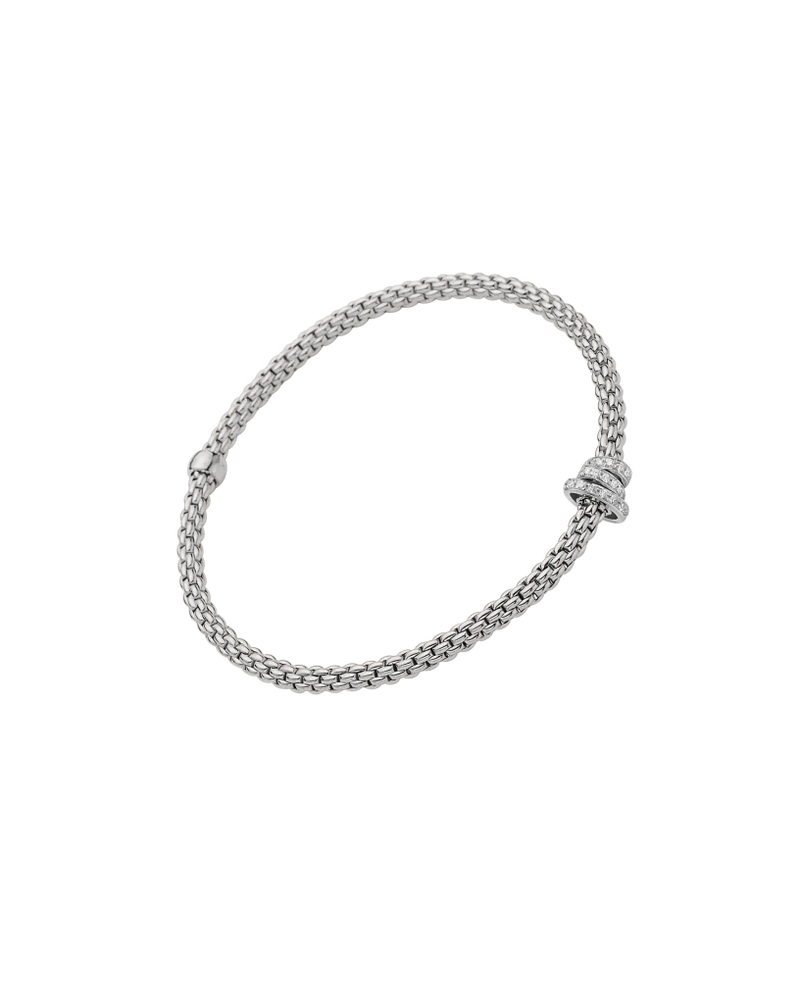 Prima Flex'It Bracelet With Diamonds, Small - 18ct White Gold - 744B-PAVES