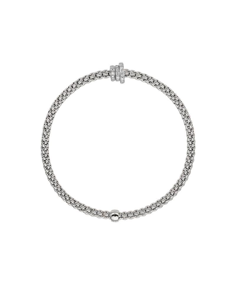 Prima Flex'It Bracelet With Diamonds, Small - 18ct White Gold - 744B-PAVES