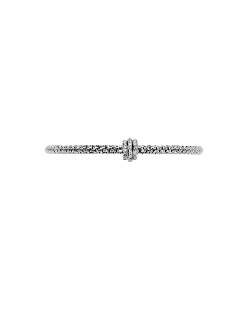 Prima Flex'It Bracelet With Diamonds, Small - 18ct White Gold - 744B-PAVES
