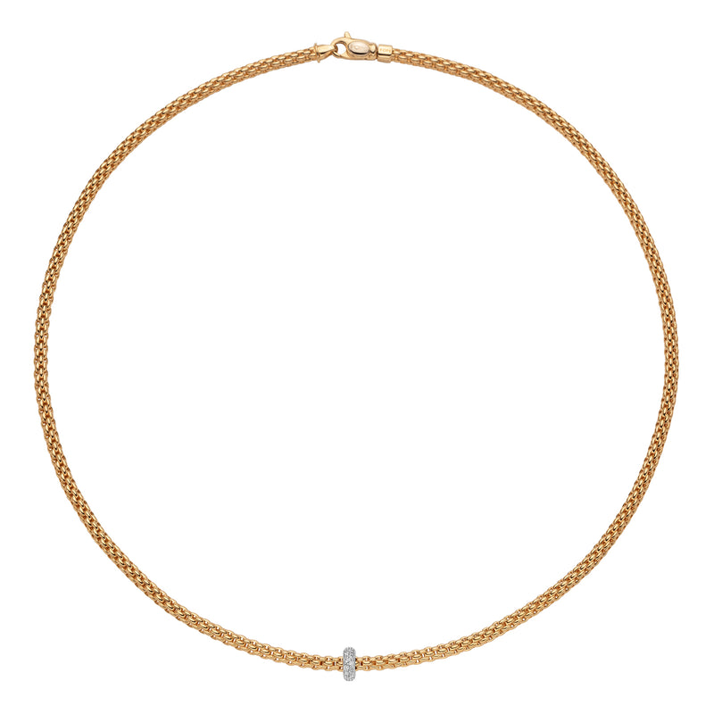 Prima Rope Necklace with Diamonds, 43cm - 18ct Yellow Gold - 745CBBR-GB