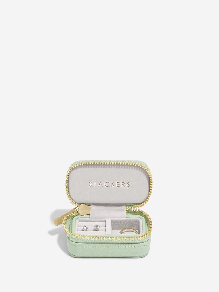 Petite Zipped Travel Jewellery Box - Sage Green - 74621