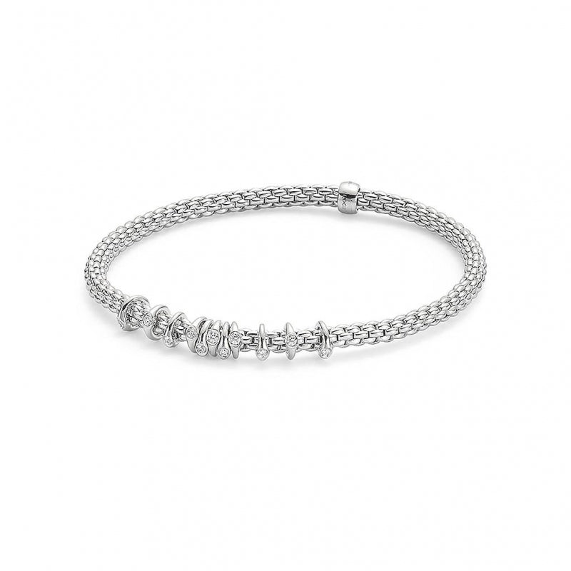 Prima Flex'it Bracelet with Diamonds, Large - 18ct White Gold - 747BBBRL-B