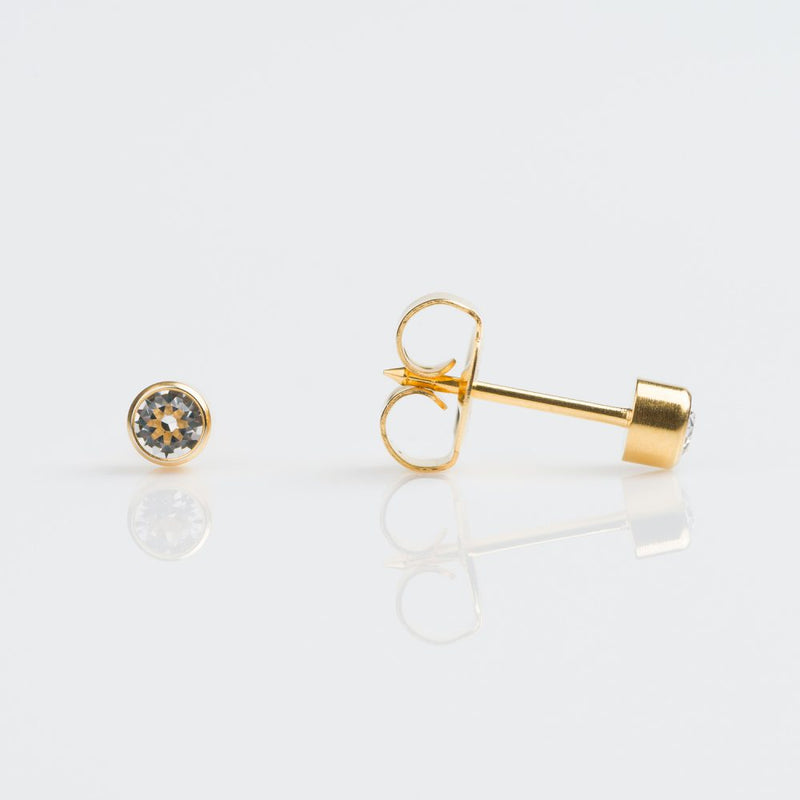 9ct Yellow Gold April Crystal Stud Earrings, 3mm - 7509-3204