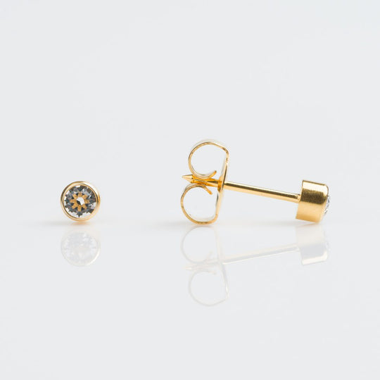 9ct Yellow Gold April Crystal Stud Earrings, 3mm - 7509-3204