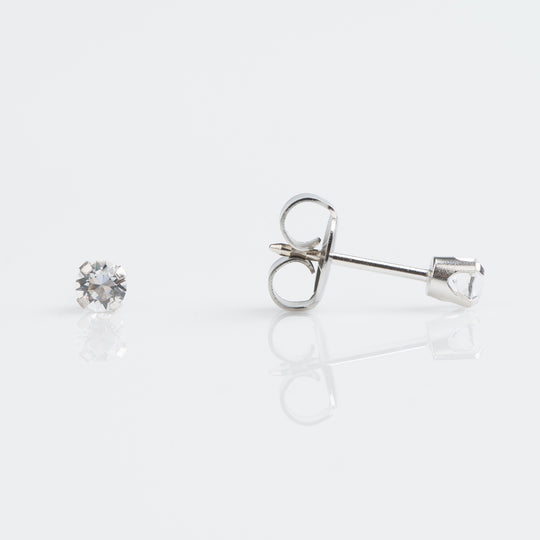 Cubic Zirconia Stud Earrings, 3mm - 9ct White Gold - 7509-5094