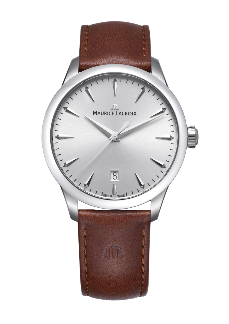 1975 Quartz Date, 39mm - Stainless Steel/Brown Leather- 751007-SS001-130-3