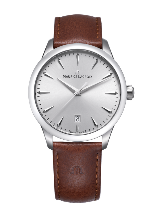 1975 Quartz Date, 39mm - Stainless Steel/Brown Leather- 751007-SS001-130-3