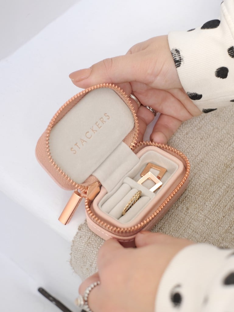Petite Zipped Travel Jewellery Box - Blush Pink - 75340
