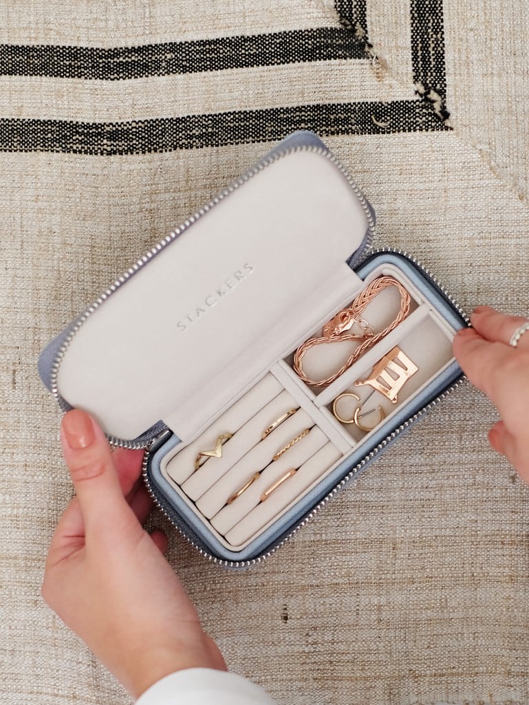 Medium Zipped Travel Jewellery Box - Dusky Blue - 75342