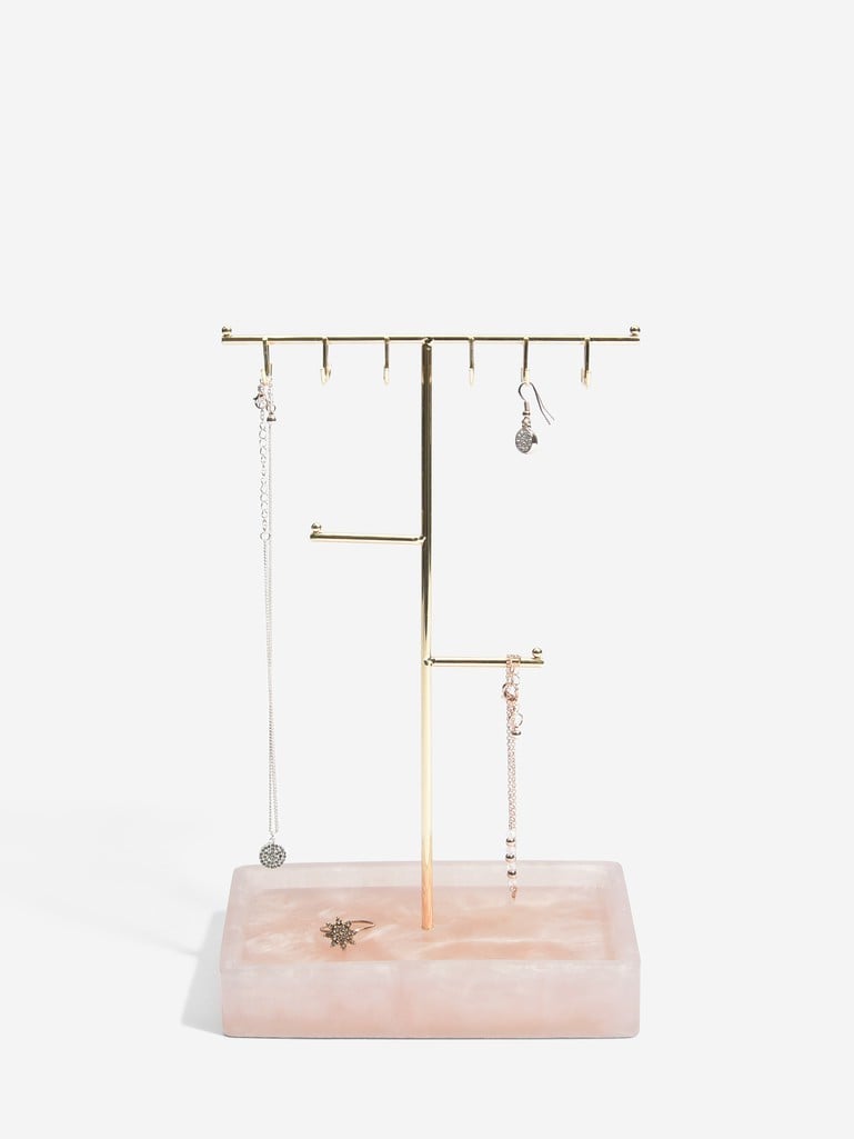 Large Rose Quartz Effect T-Bar Jewellery Stand - 75482