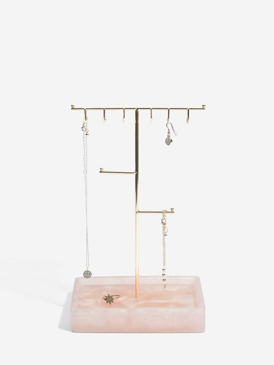 Large Rose Quartz Effect T-Bar Jewellery Stand - 75482
