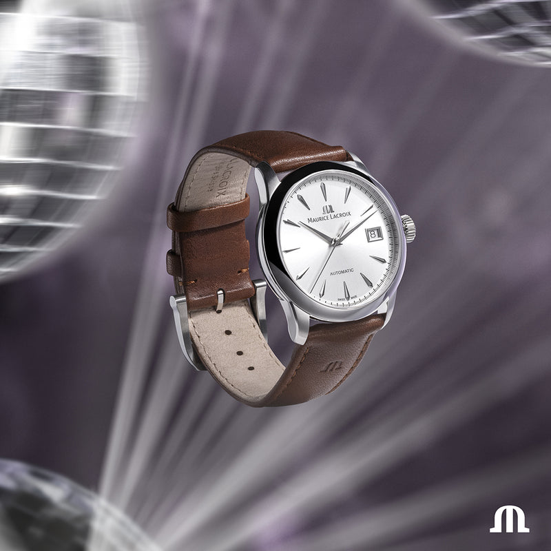 1975 Automatic Date, 36mm - Stainless Steel/Brown Calf Leather - 756007-SS001-130-3