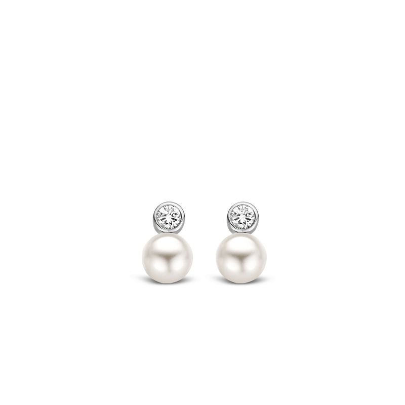 Milano Pearl Earrings - Silver - 7590PW