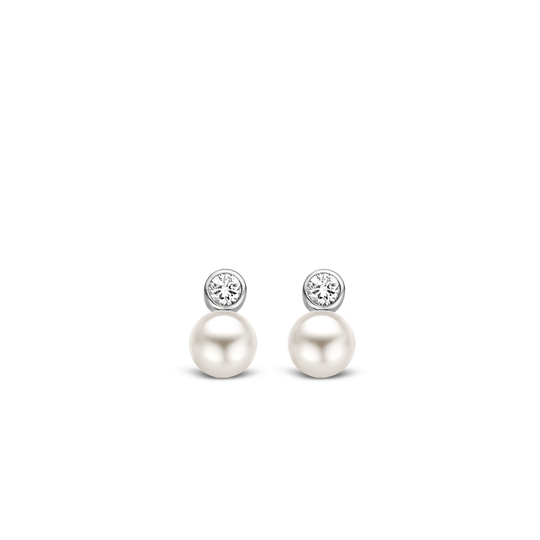 Milano Pearl Earrings - Silver - 7590PW
