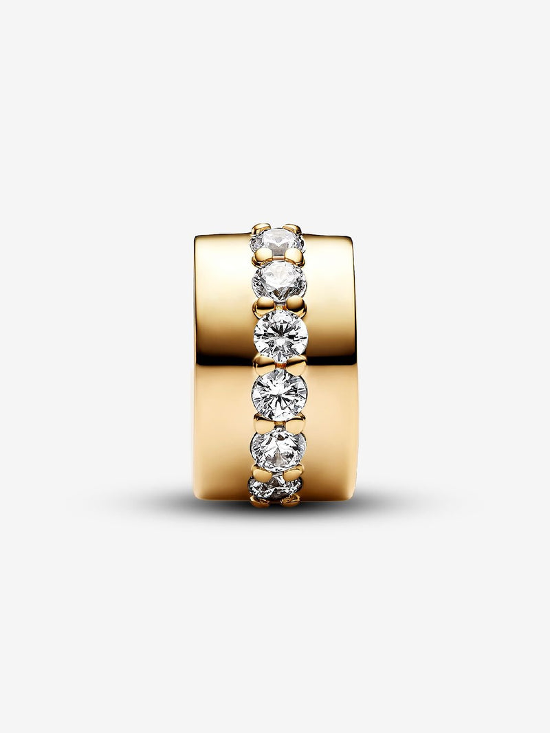 Clear Sparkling Row Clip Charm - 14ct Gold Plated - 761972C01