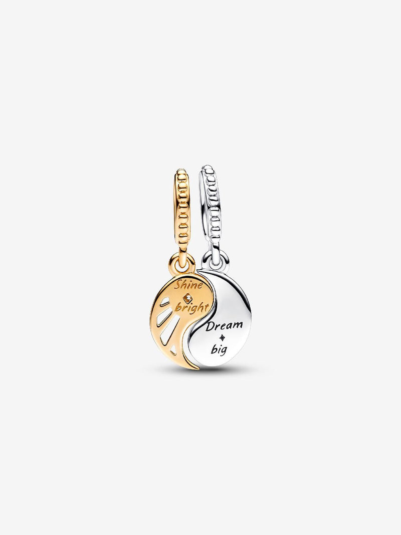 Two-tone Splittable Sun & Moon Dangle Charm - Sterling Silver & 14ct Gold Plated - 762678C01