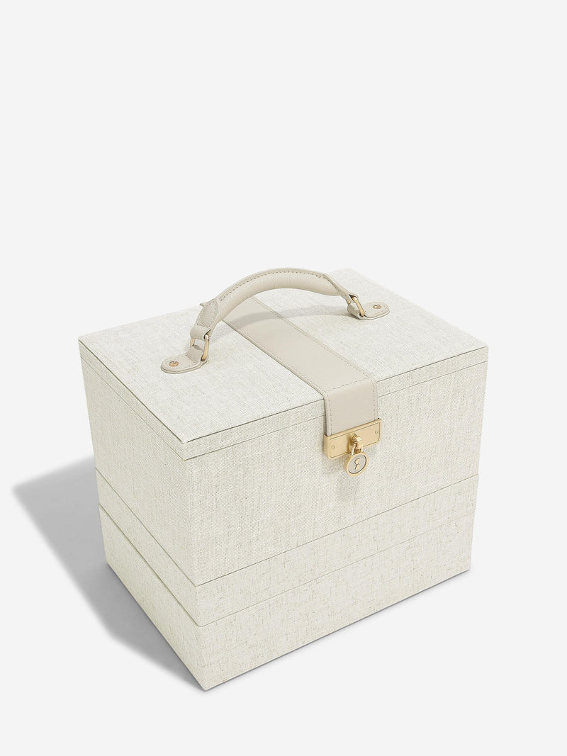 Luxury Classic Jewellery Box - Oatmeal & Linen - 76391