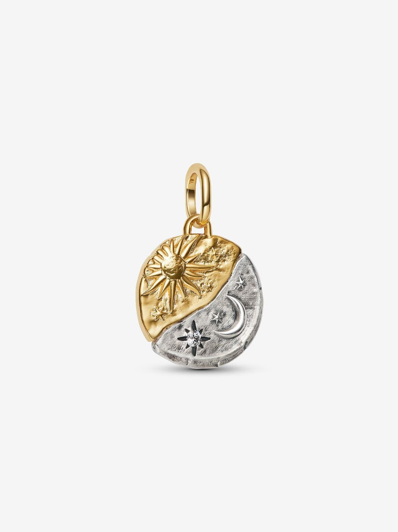 Sun & Moon Medallion Charm - 14ct Gold Plating/Sterling Silver - 763977C01