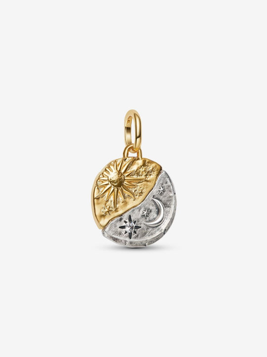 Sun & Moon Medallion Charm - 14ct Gold Plating/Sterling Silver - 763977C01