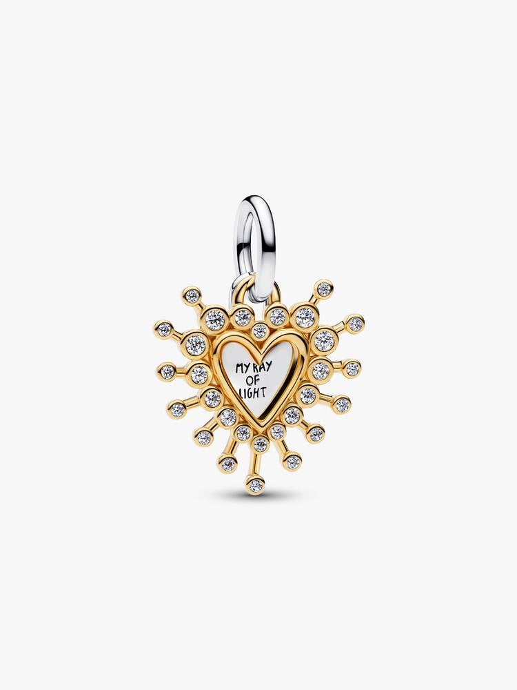 Radiant Heart Double Dangle Charm - Sterling Silver/14ct Gold Plating - 764141C01