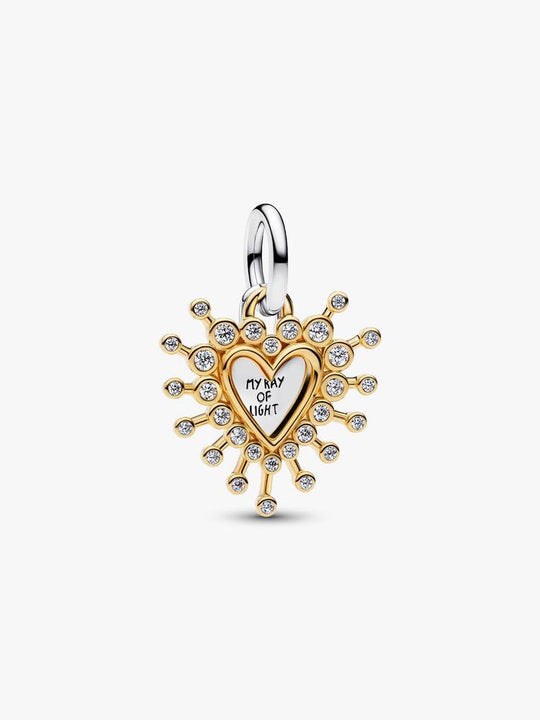 Radiant Heart Double Dangle Charm - Sterling Silver/14ct Gold Plating - 764141C01