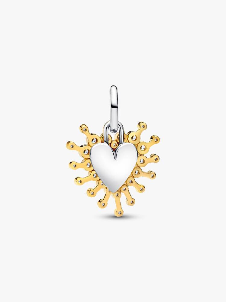Radiant Heart Double Dangle Charm - Sterling Silver/14ct Gold Plating - 764141C01