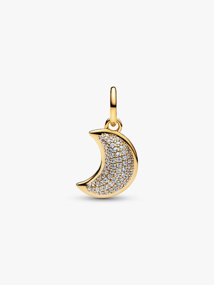 Sparkling Crescent Moon Dangle Charm - 14ct Gold Plating - 764275C01