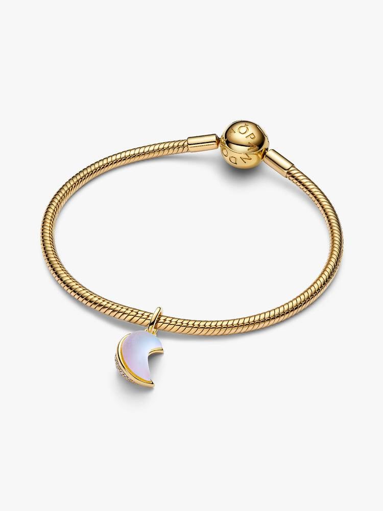 Sparkling Crescent Moon Dangle Charm - 14ct Gold Plating - 764275C01