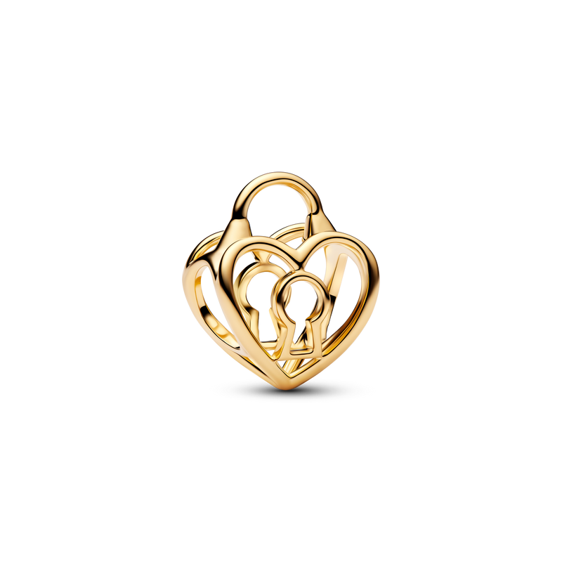 Heart Padlock Charm - 14ct Gold Plated - 764358C00