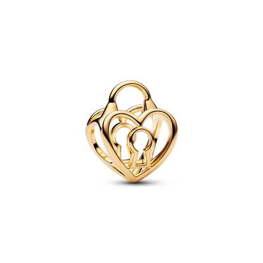 Heart Padlock Charm - 14ct Gold Plated - 764358C00