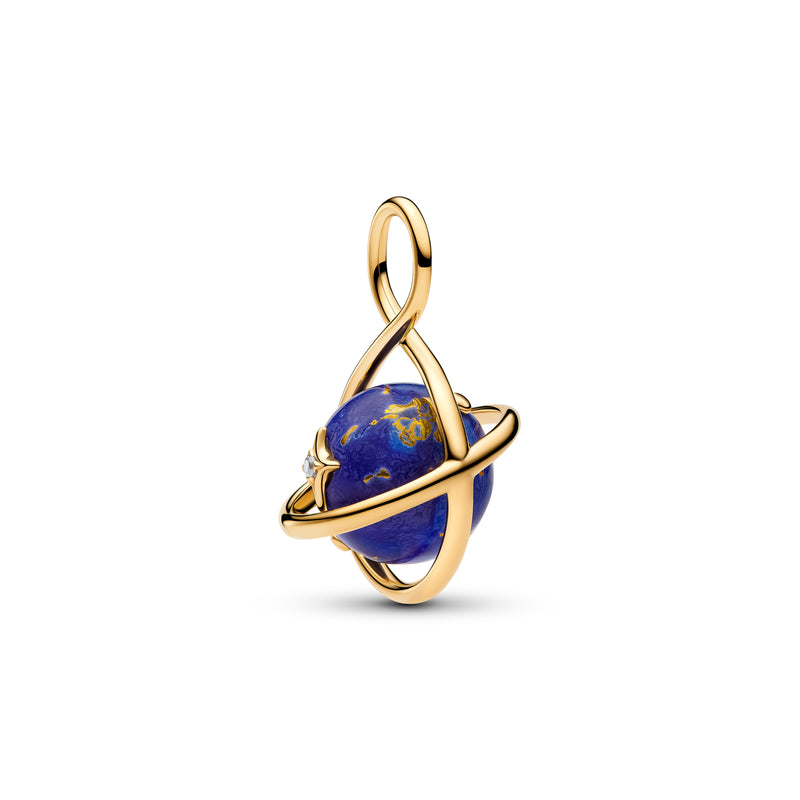Spinning Planet Dangle Charm - 14ct Gold Plated