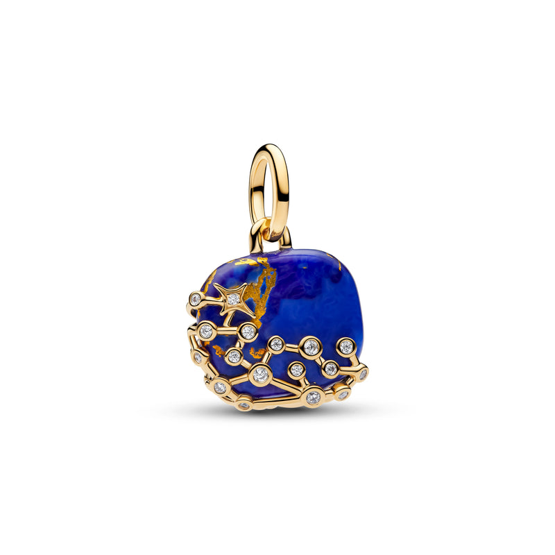 Astra Lapis Lazuli & CZ Dangle Charm - 14ct Gold Plated