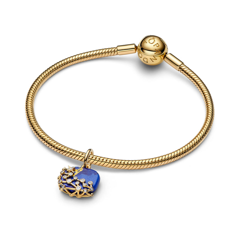 Astra Lapis Lazuli & CZ Dangle Charm - 14ct Gold Plated